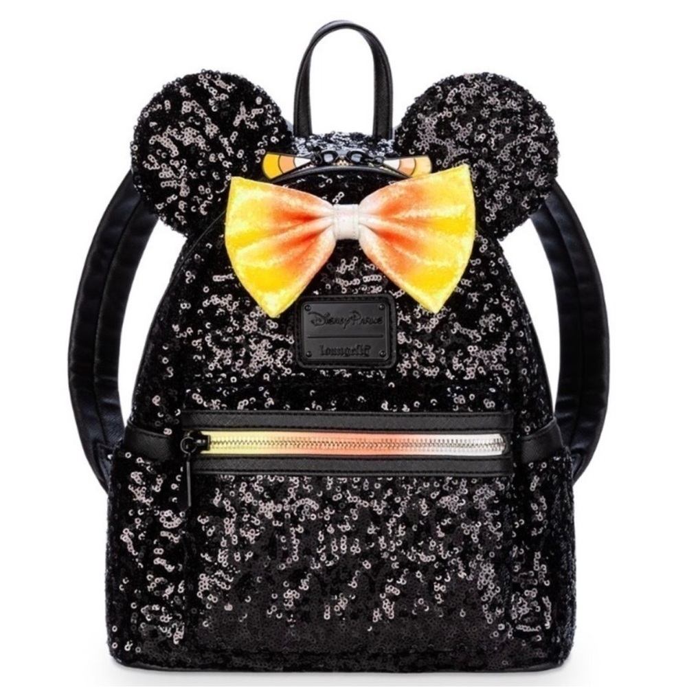 Loungefly Black Sequin Backpack with Yellow Bow